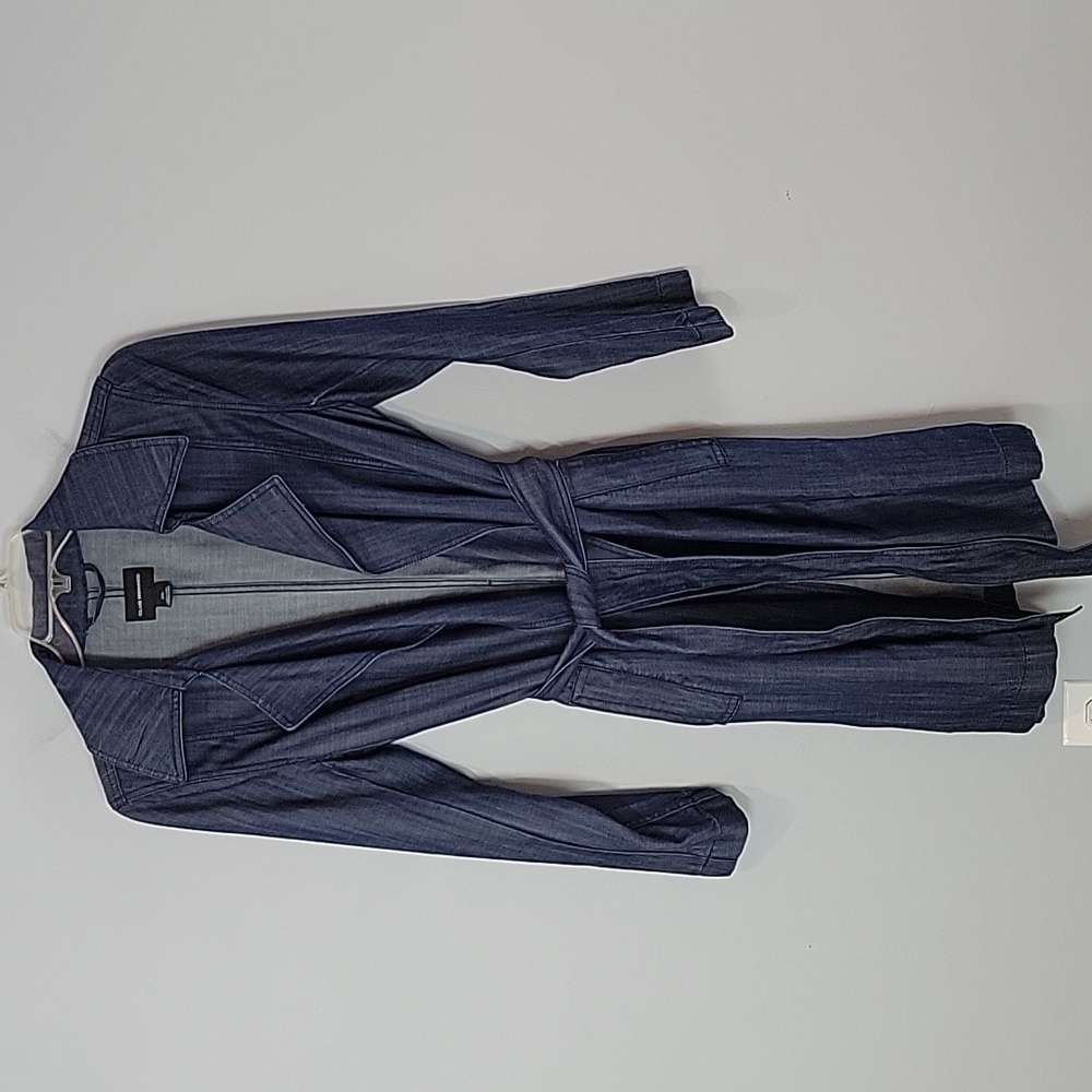 Club Monaco denim belted trench coat size Large